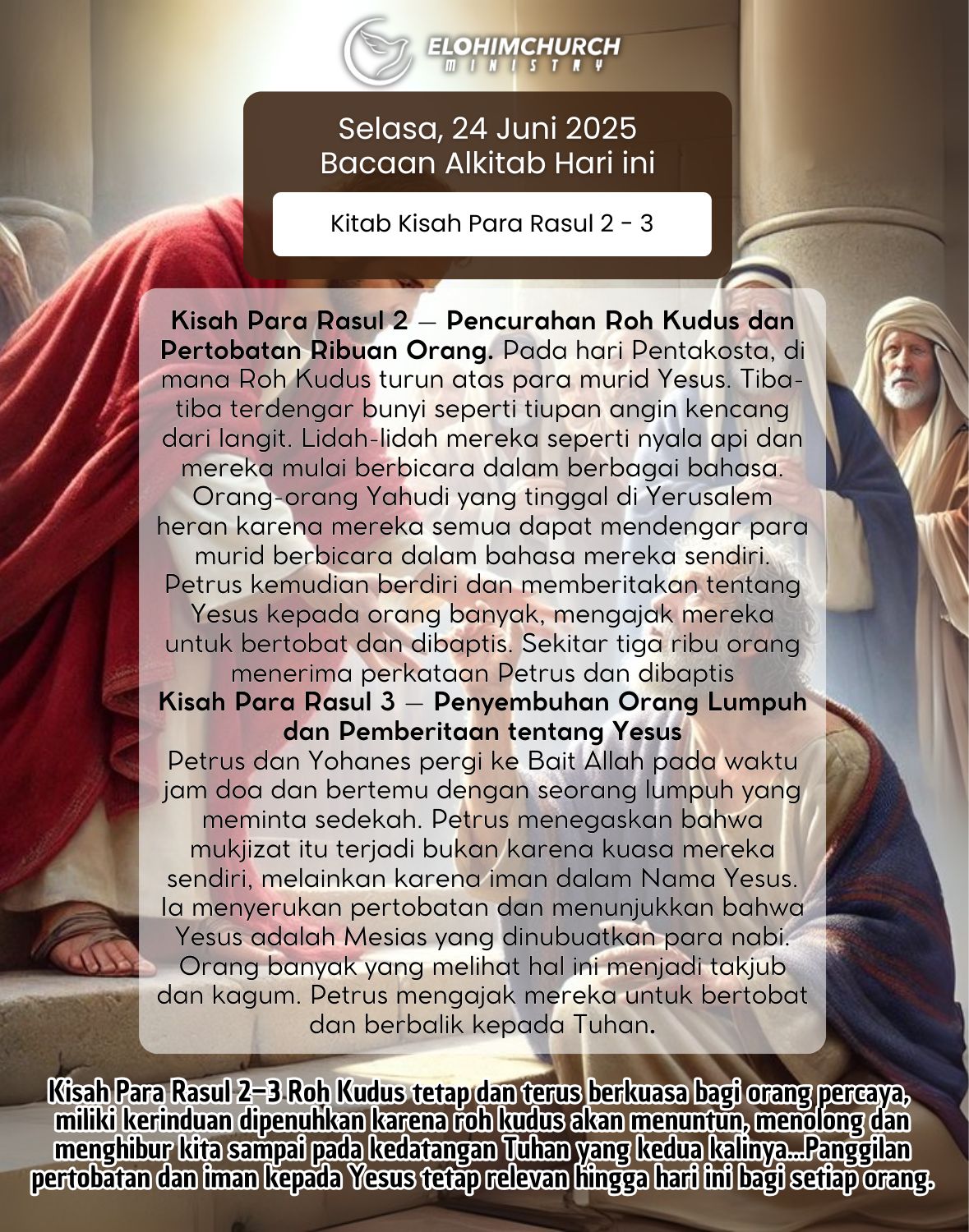 Bacaan Alkitab Kisah Para Rasul pasal 2 - 3 - Elohim Ministry